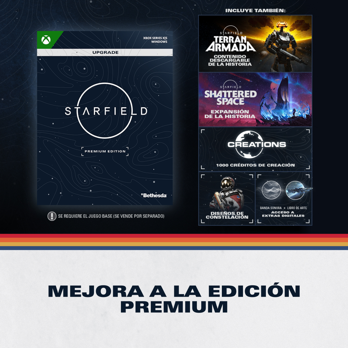 Mejora a Edición Premium Starfield: Terran Armada, Shattered Space, 1000 Créditos, Diseños, BSO y Libro de Arte.