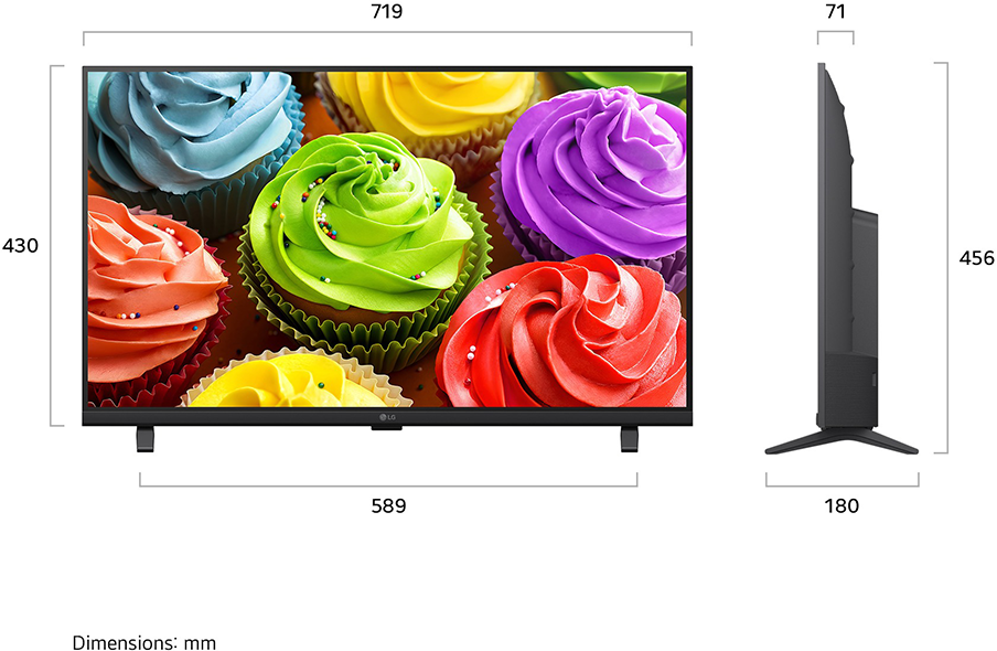 Egy TV képernyő színes, mázas és szórócukros cupcake-okat jelenít meg.