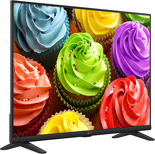 Egy TV képernyőn színes, díszített és szórócukros cupcake-ek láthatók.