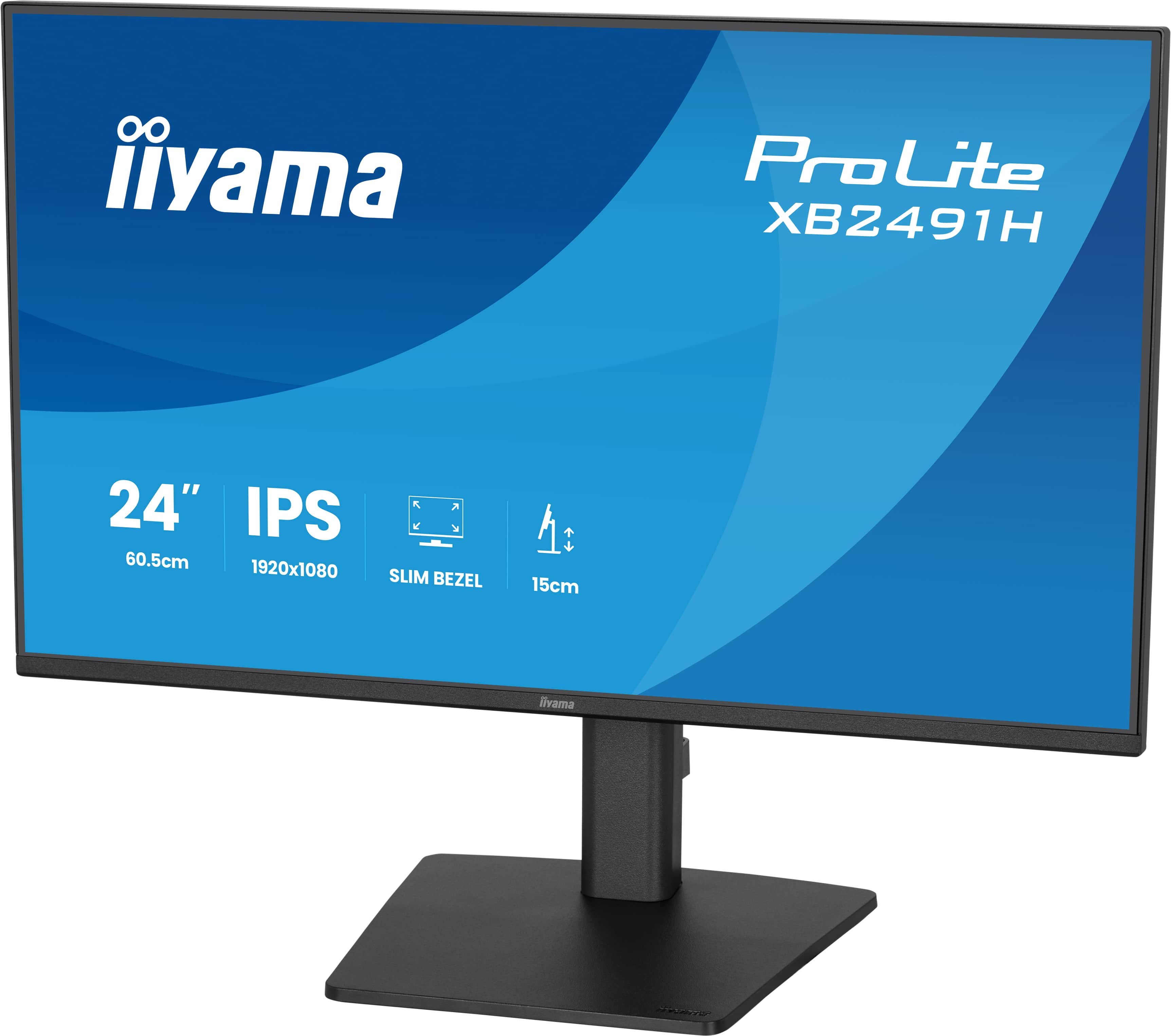 Ein schwarzer iiyama ProLite XB2491H Monitor mit 24 Zoll IPS-Display.