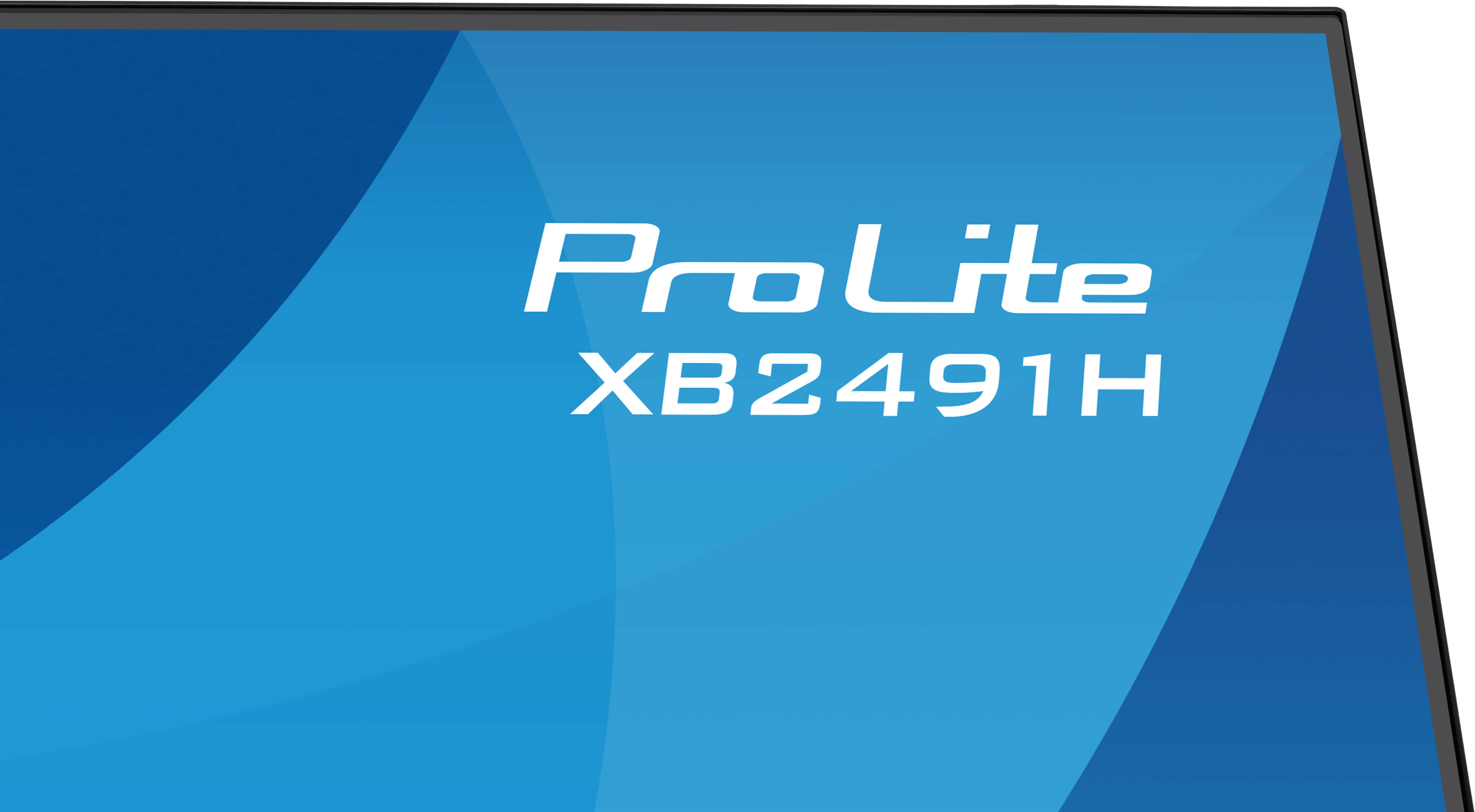 Monitor mit ProLite XB2491H Schriftzug auf blauem Hintergrund.