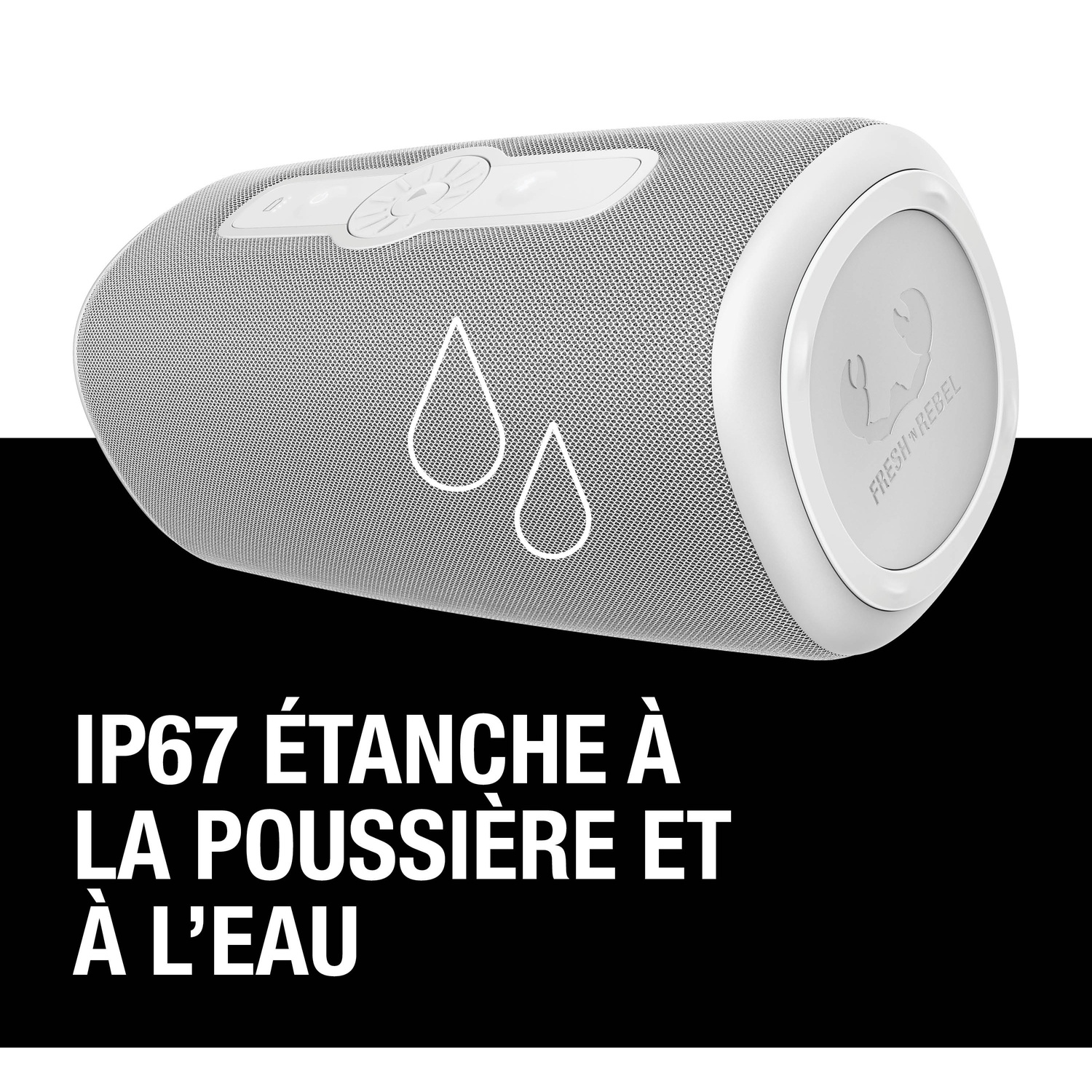 Enceinte blanche avec indice d'étanchéité à la poussière et à l'eau IP67.