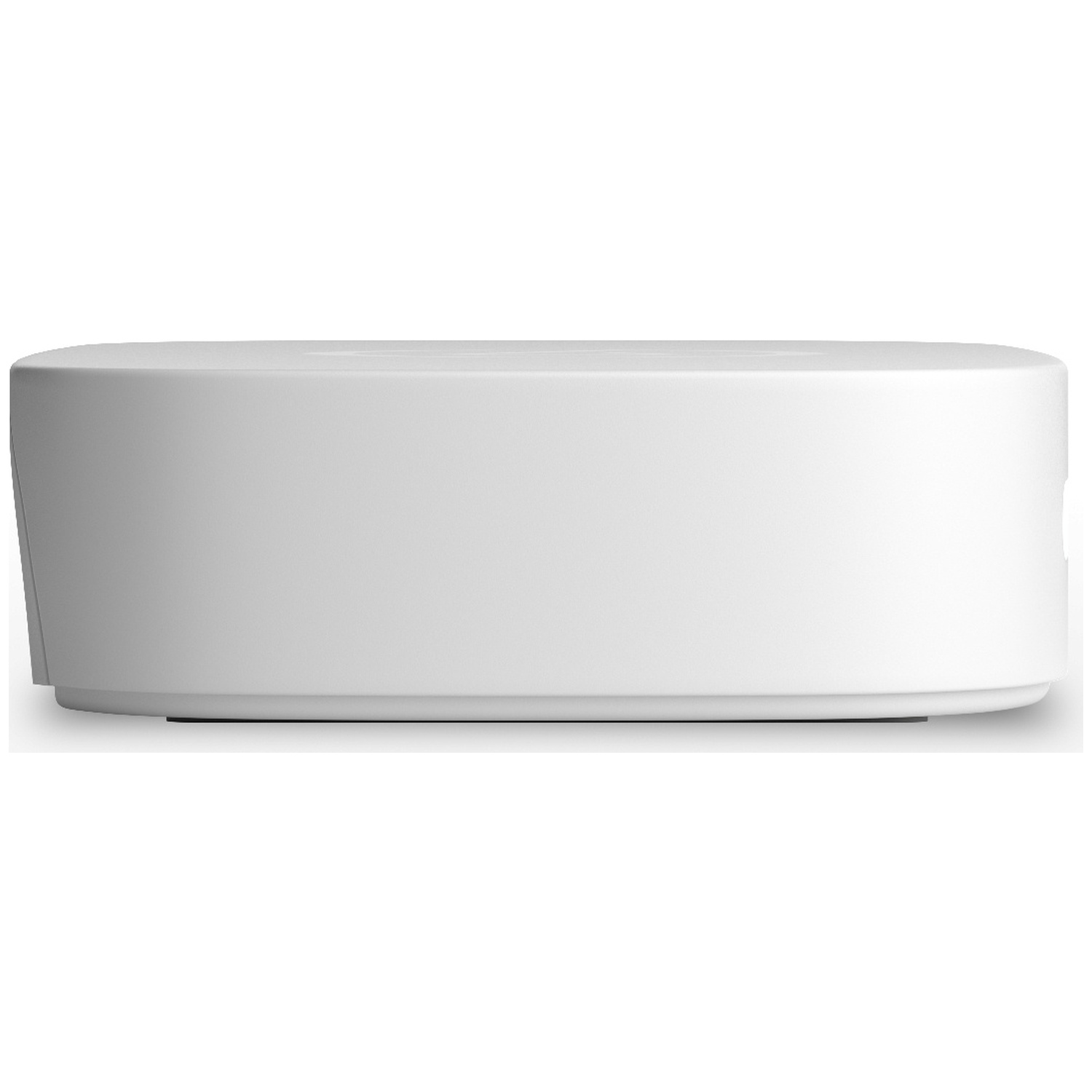 A white, rounded rectangular device with a black base.