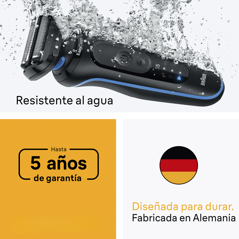 Resistente al agua. Hasta 5 años de garantía. Diseñada para durar. Fabricada en Alemania.