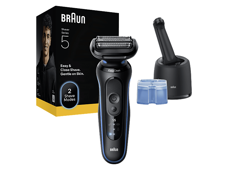 Afeitadora - Braun Series 5 52-B7000cc, Con centro de limpieza SmartCare, Tecnología Autosense, Azul
