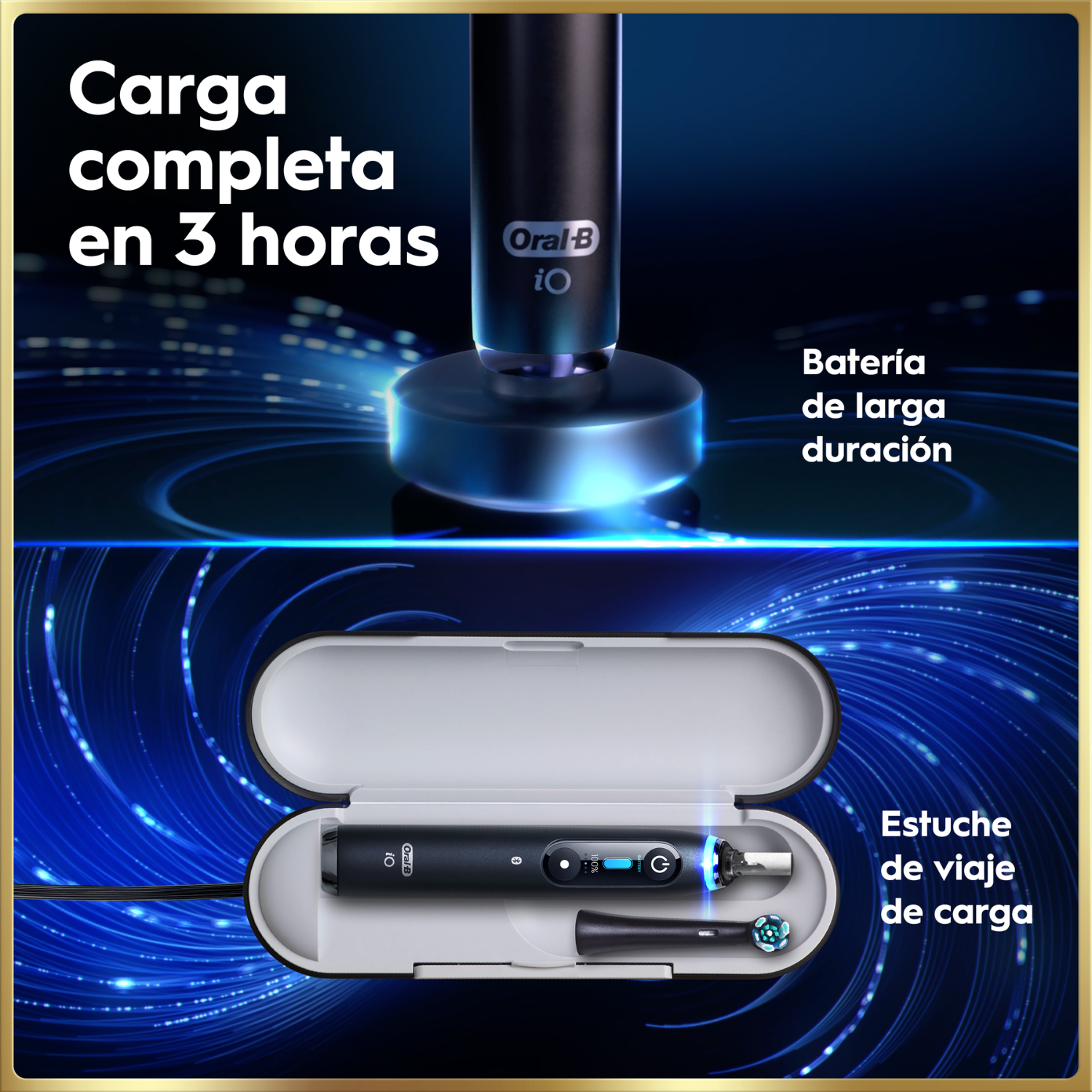 Carga completa en 3 horas. Batería de larga duración. Estuche de viaje de carga