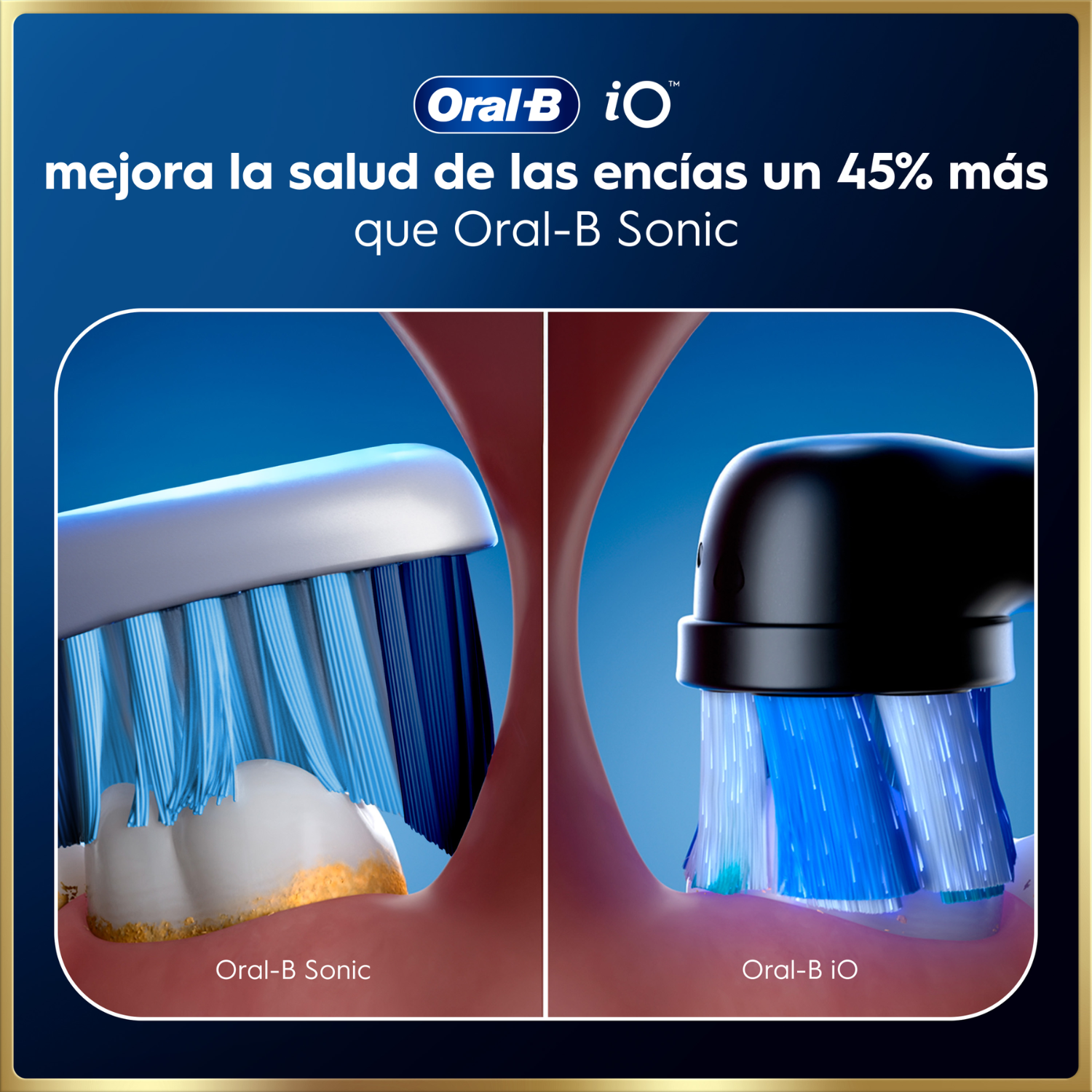 Oral-B iO mejora la salud de las encías un 45% más que Oral-B Sonic.