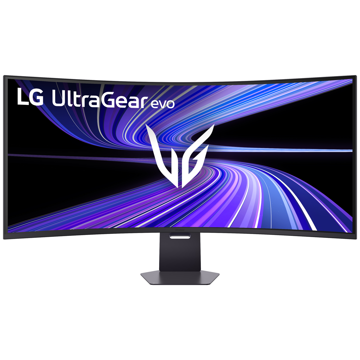A curved LG UltraGear gaming monitor displaying LG and UltraGear evo logos.