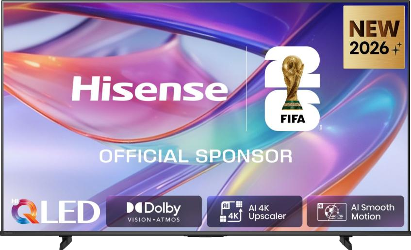 Hisense QLED TV mit FIFA WM-Logo, neu 2026, Dolby Vision, 4K Upscaler.