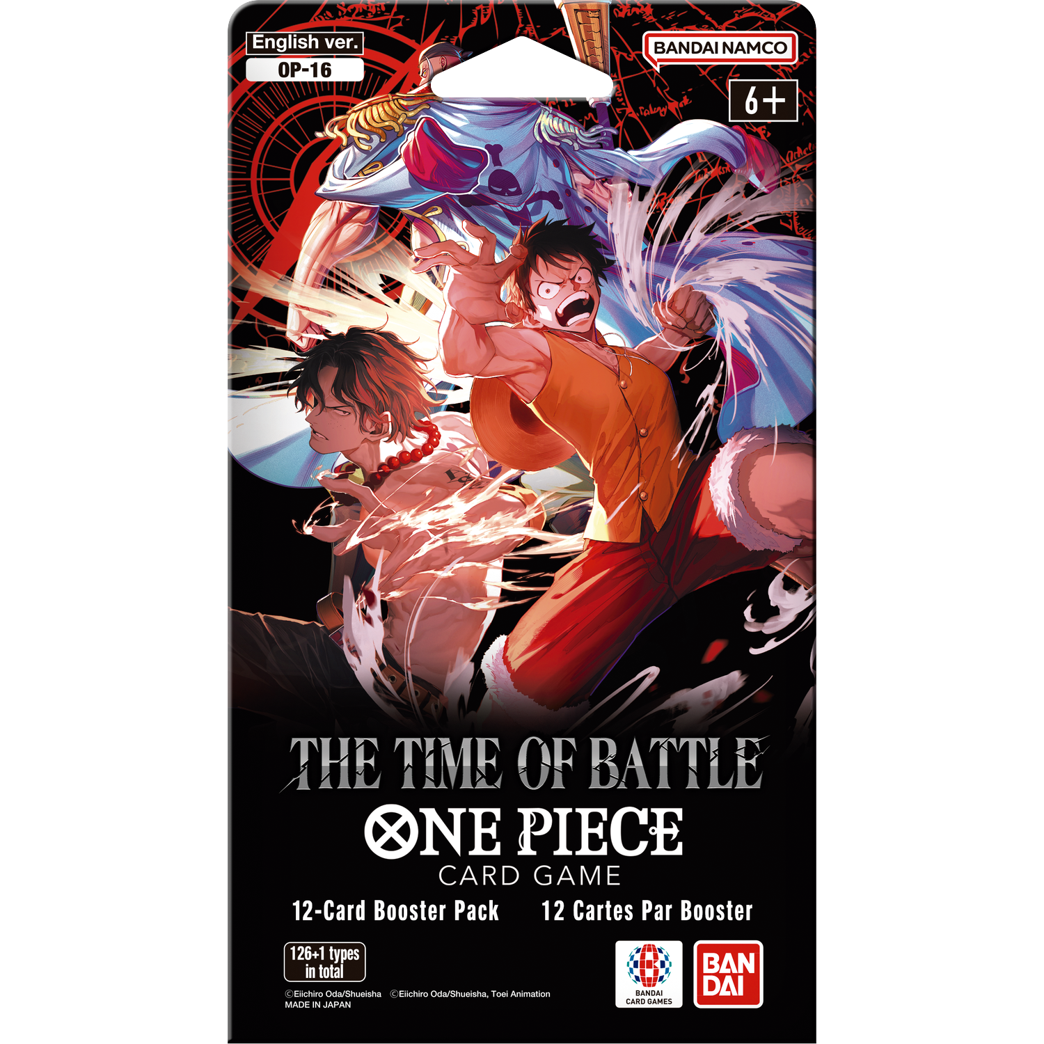One Piece kaartspel booster pack met anime-personages en logo.