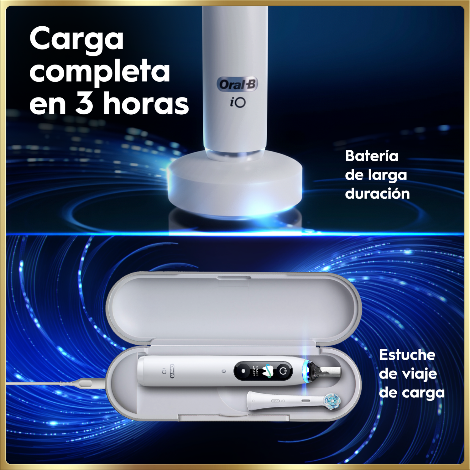 Carga completa en 3 horas. Batería de larga duración. Estuche de viaje de carga