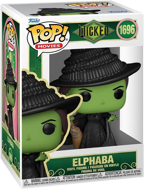Figura de vinilo Funko Pop! de Elphaba de Wicked con sombrero y escoba.