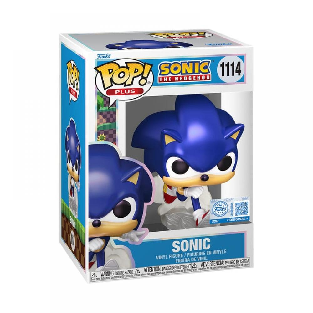 Figura de vinilo Funko Pop! Sonic del erizo azul en un expositor de cartón.