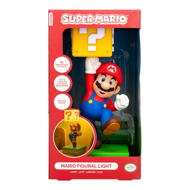 Luz de figura de Mario con bloque de signo de interrogación de Super Mario, 3 ajustes.