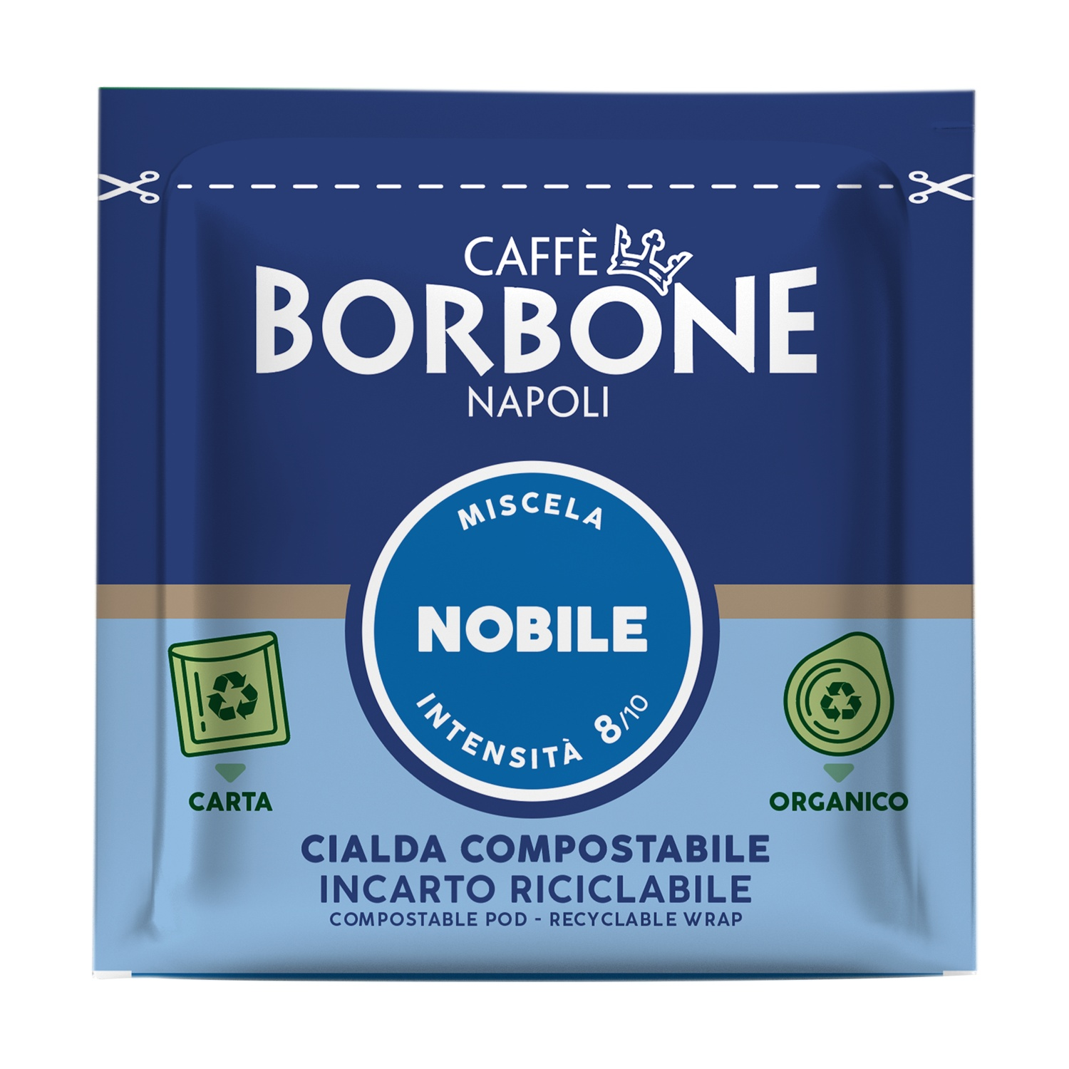 Confezione cialda caffè Borbone, miscela "Nobile", compostabile.