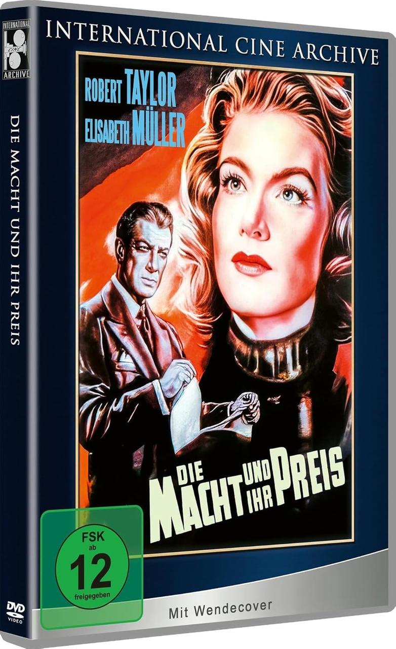 Filmplakat mit Robert Taylor und Elisabeth Müller, Titel 'Die Macht und ihr Preis'.