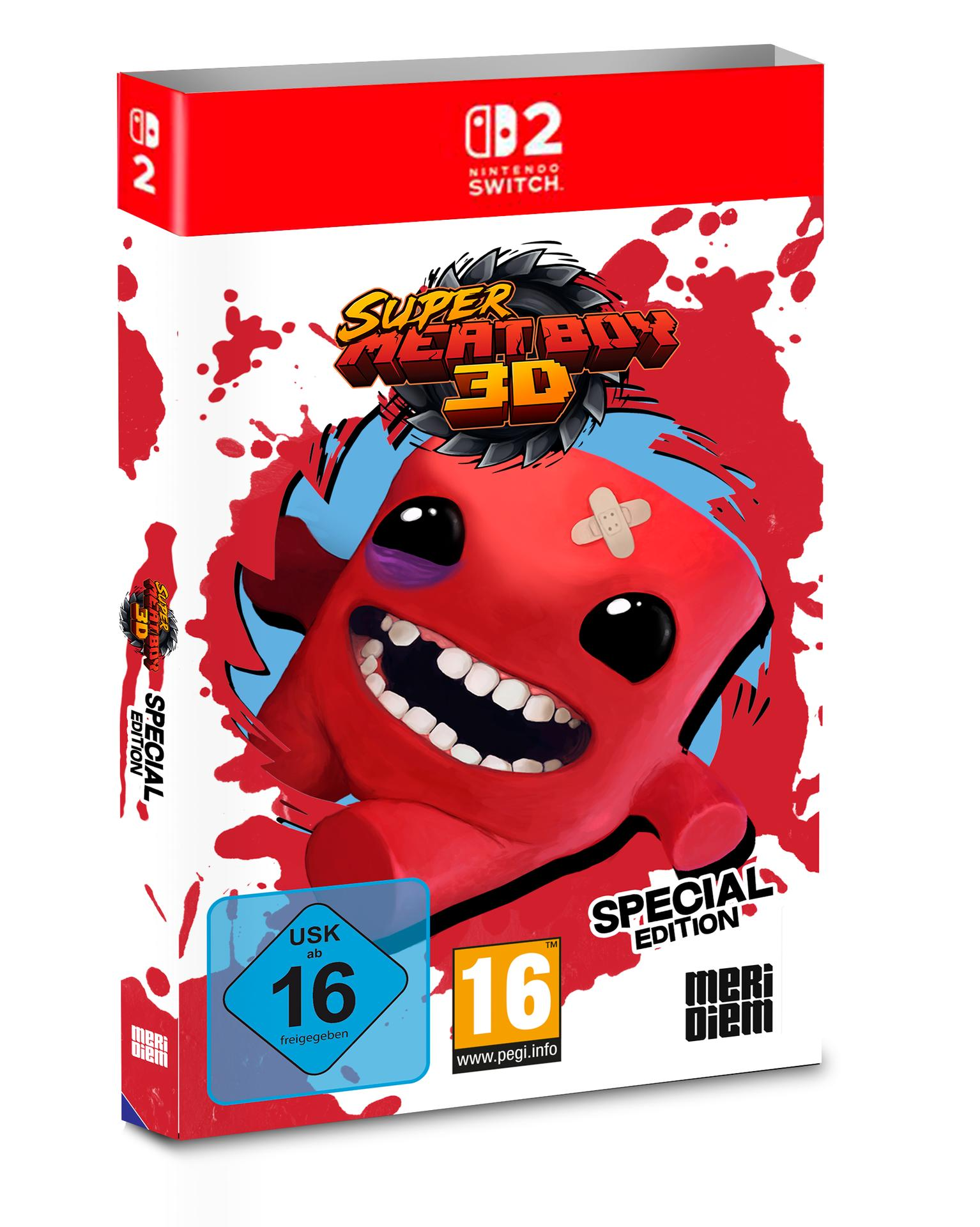Super Meat Boy 3D Special Edition Nintendo Switch Hülle mit rotem Charakter.