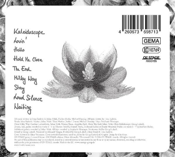 Ein Albumcover mit einer gezeichneten Blume und Songtiteln links.