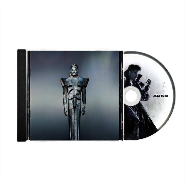 CD-Hülle mit einer Skulptur einer Person und einer Disc mit einem Mann namens ADAM.