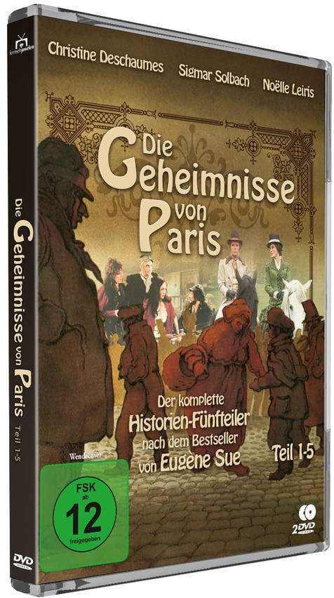 DVD-Hülle: "Die Geheimnisse von Paris" mit Schauspielern, Pferden und historischem Motiv.