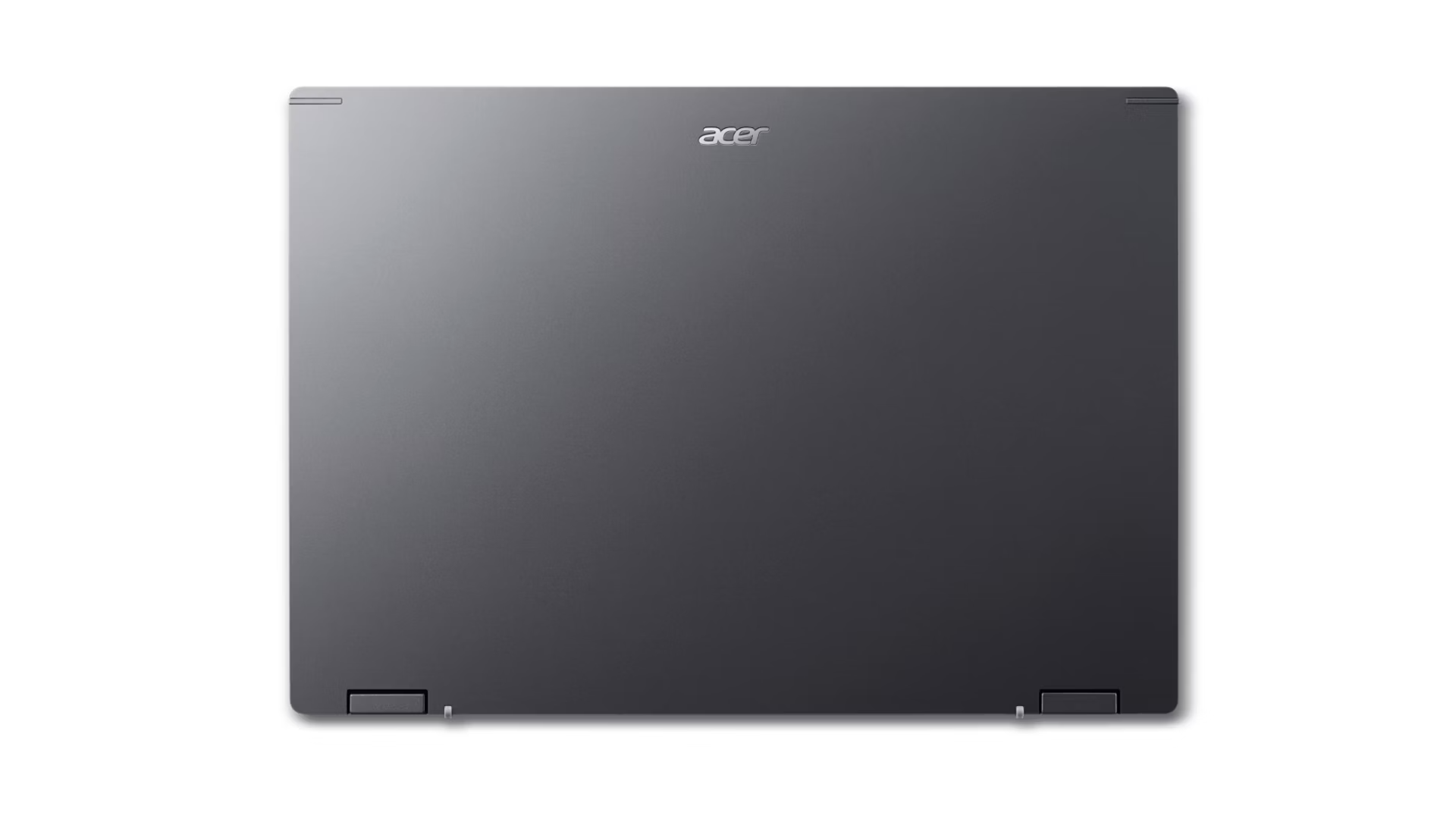 Geschlossener, grauer Acer Laptop mit silbernem Logo auf dem Deckel.