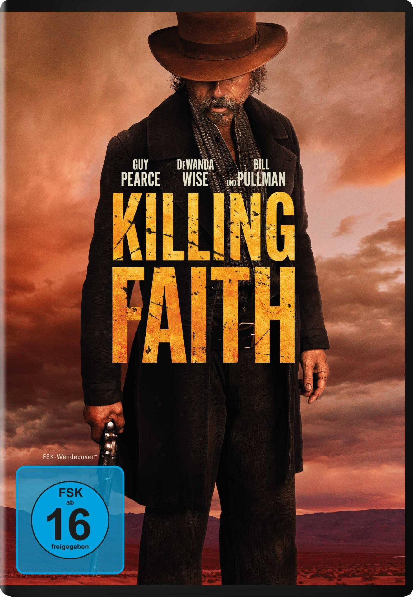 Ein Mann im Western-Look mit Hut und Mantel hält eine Pistole. Der Titel 'Killing Faith' ist sichtbar.