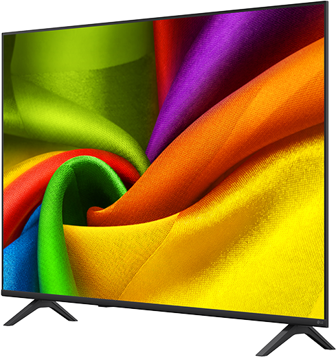 Egy modern televízió színes örvénylést jelenít meg a képernyőjén.