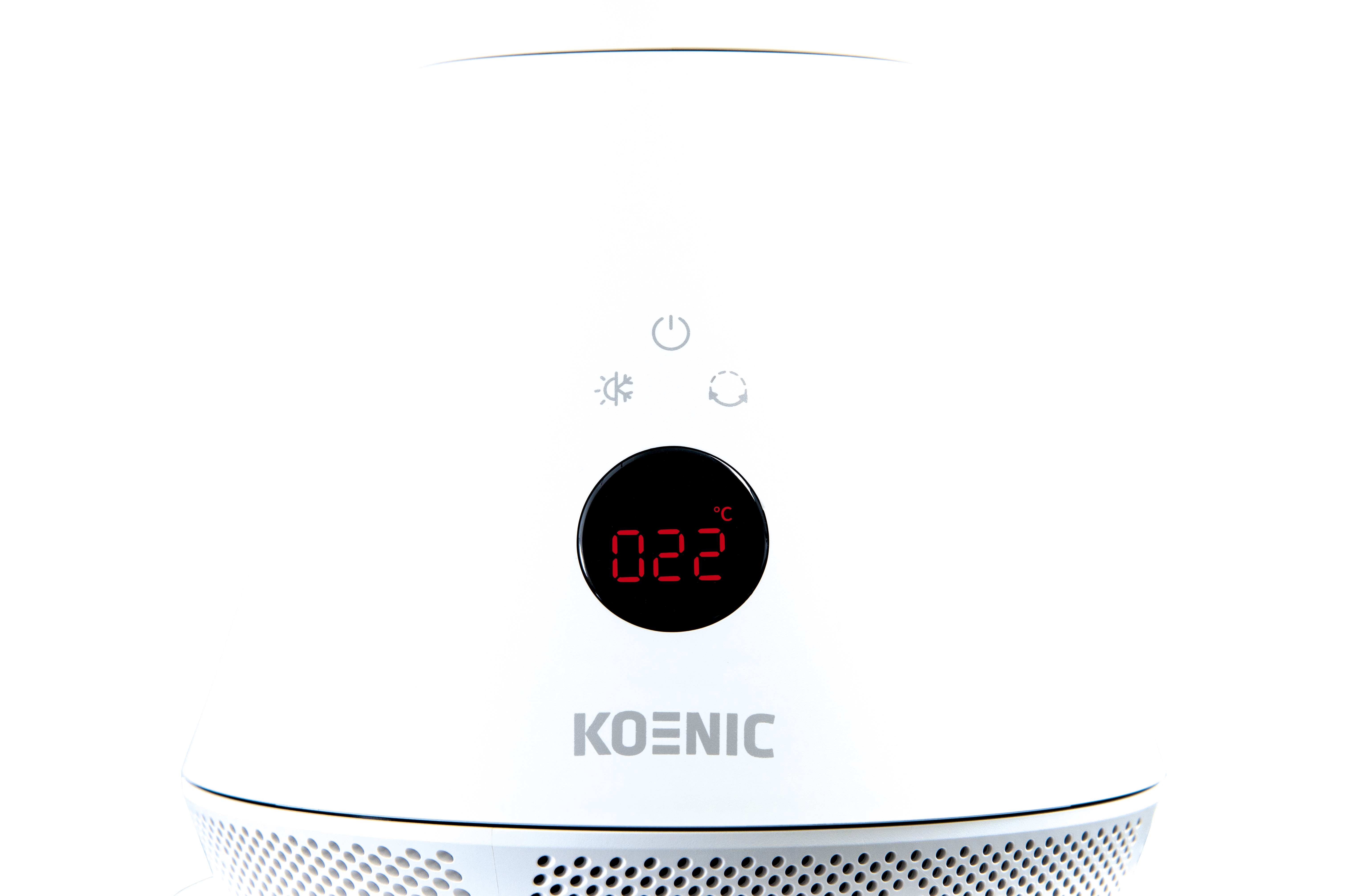 Ein weißes Gerät mit rotem Digitaldisplay zeigt 22°C an.