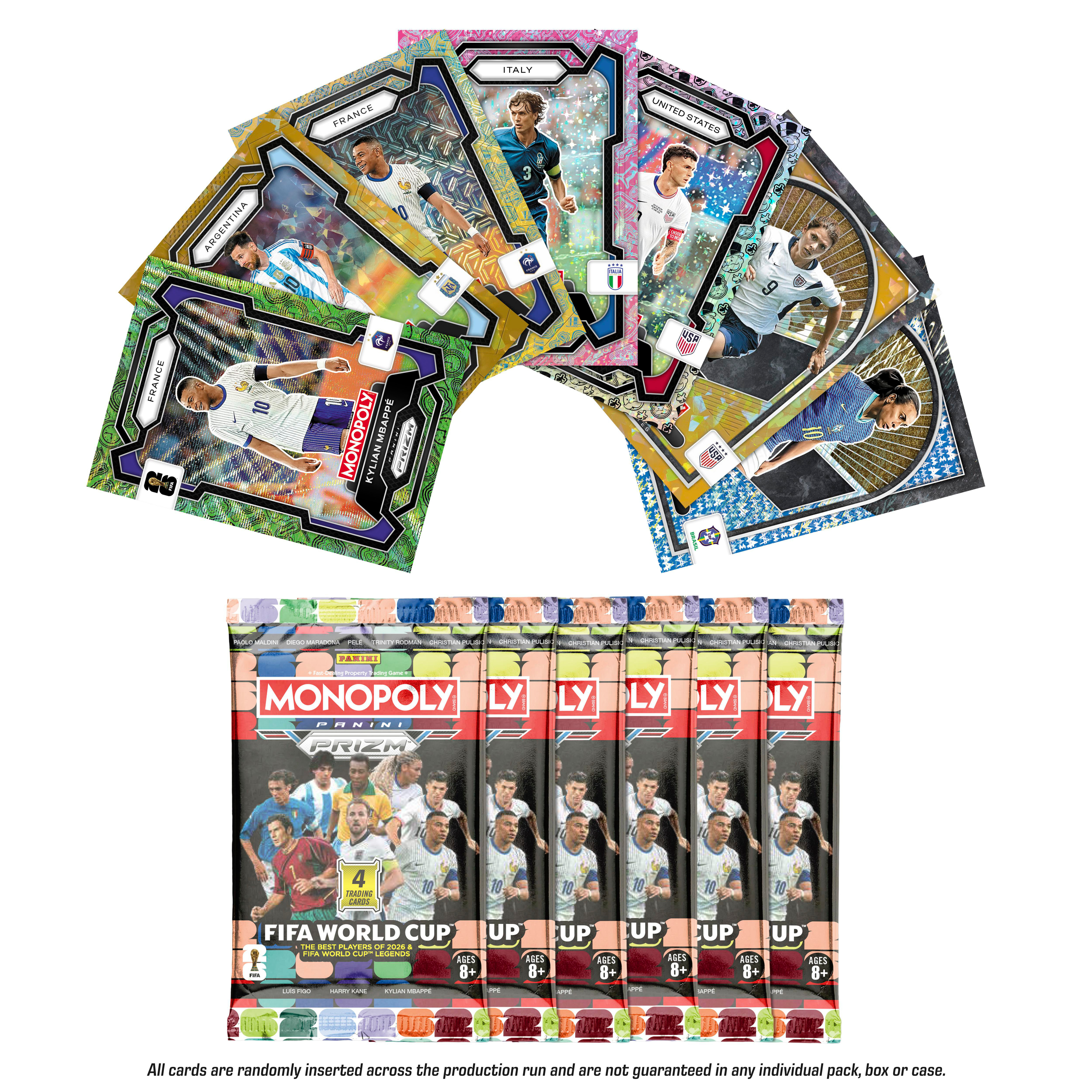 Fußball-Tradingcards und Sammelpacks von Monopoly Prizm.