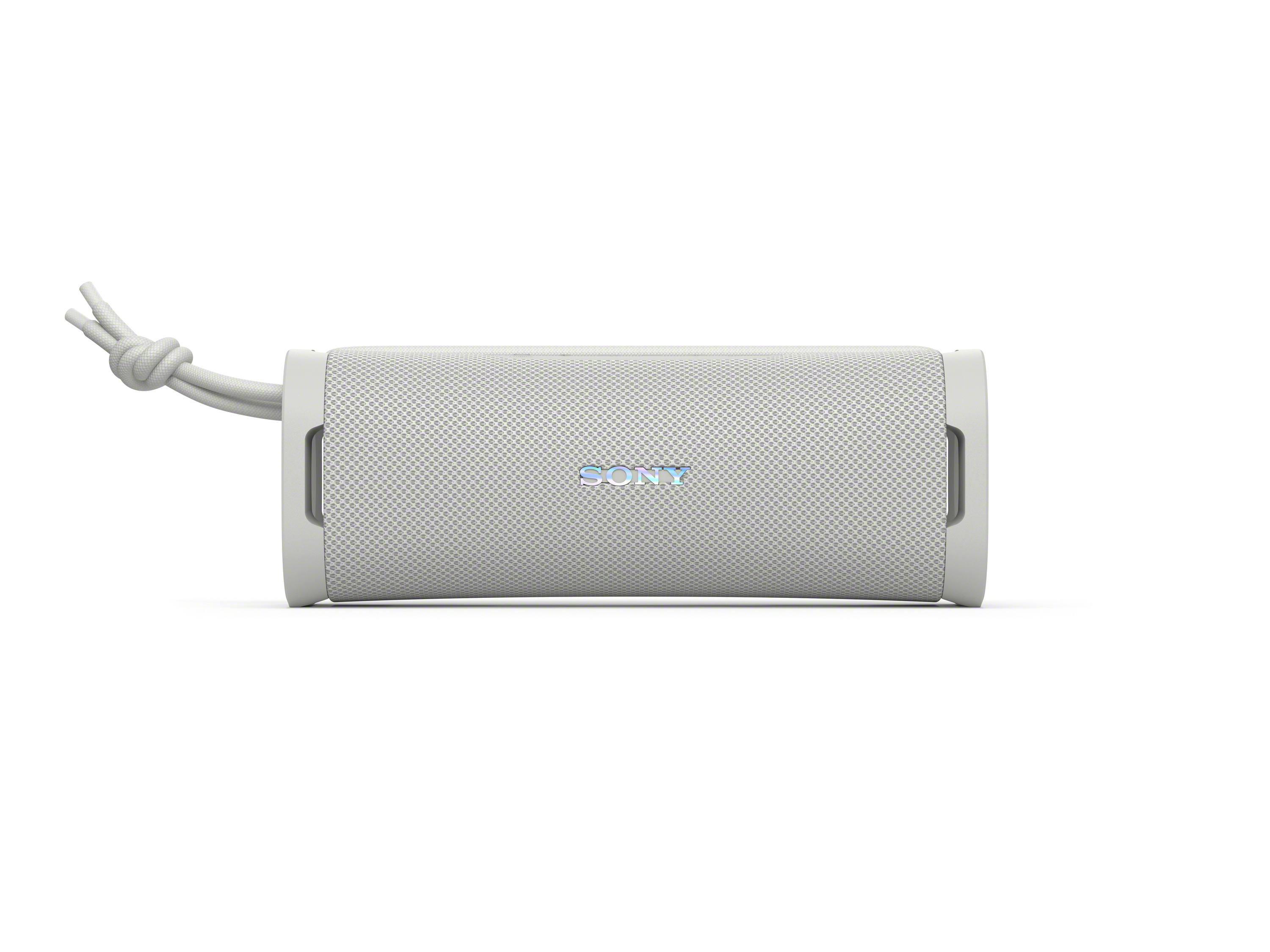 Altoparlante Sony grigio con cavo bianco e logo Sony.
