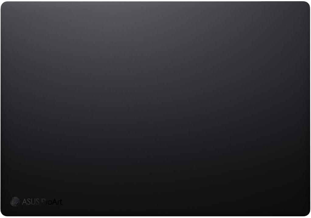 Sötétszürke laptop burkolat Asus ProArt logóval bal alsó sarokban.