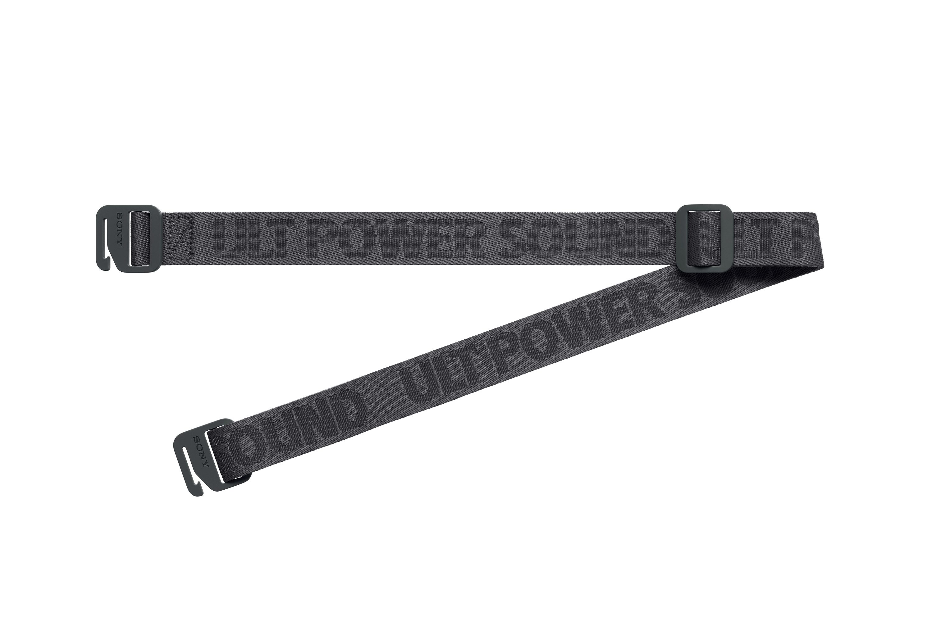 Una fascia grigia con testo nero "ULT POWER SOUND".