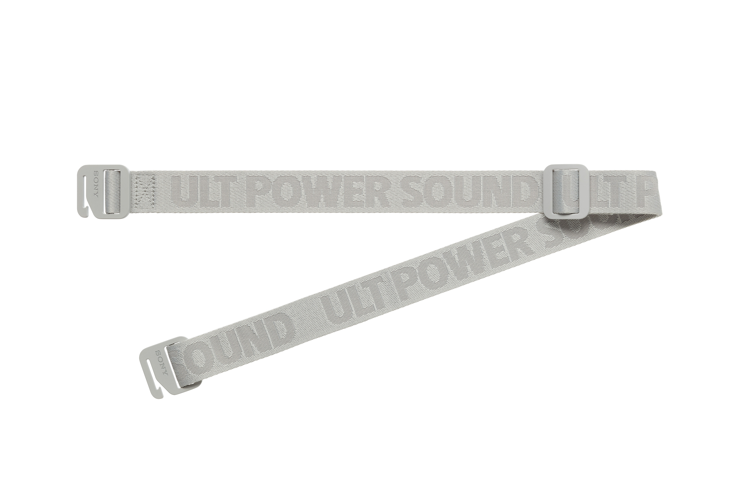 Cinturino grigio con logo SONY e testo 'ULT POWER SOUND'.