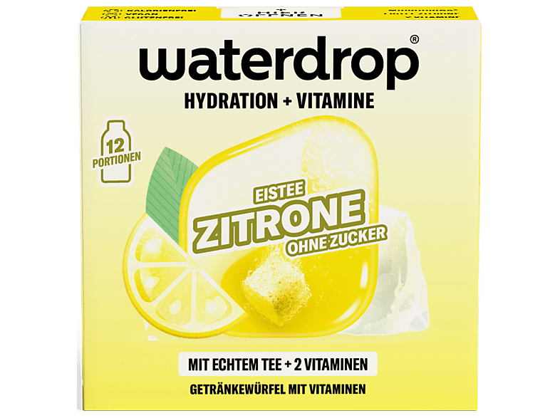 waterdrop Getränkewürfel 12 Stück, Eistee Zitrone