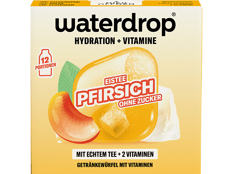 waterdrop Getränkewürfel 12 Stück, Eistee Pfirsich