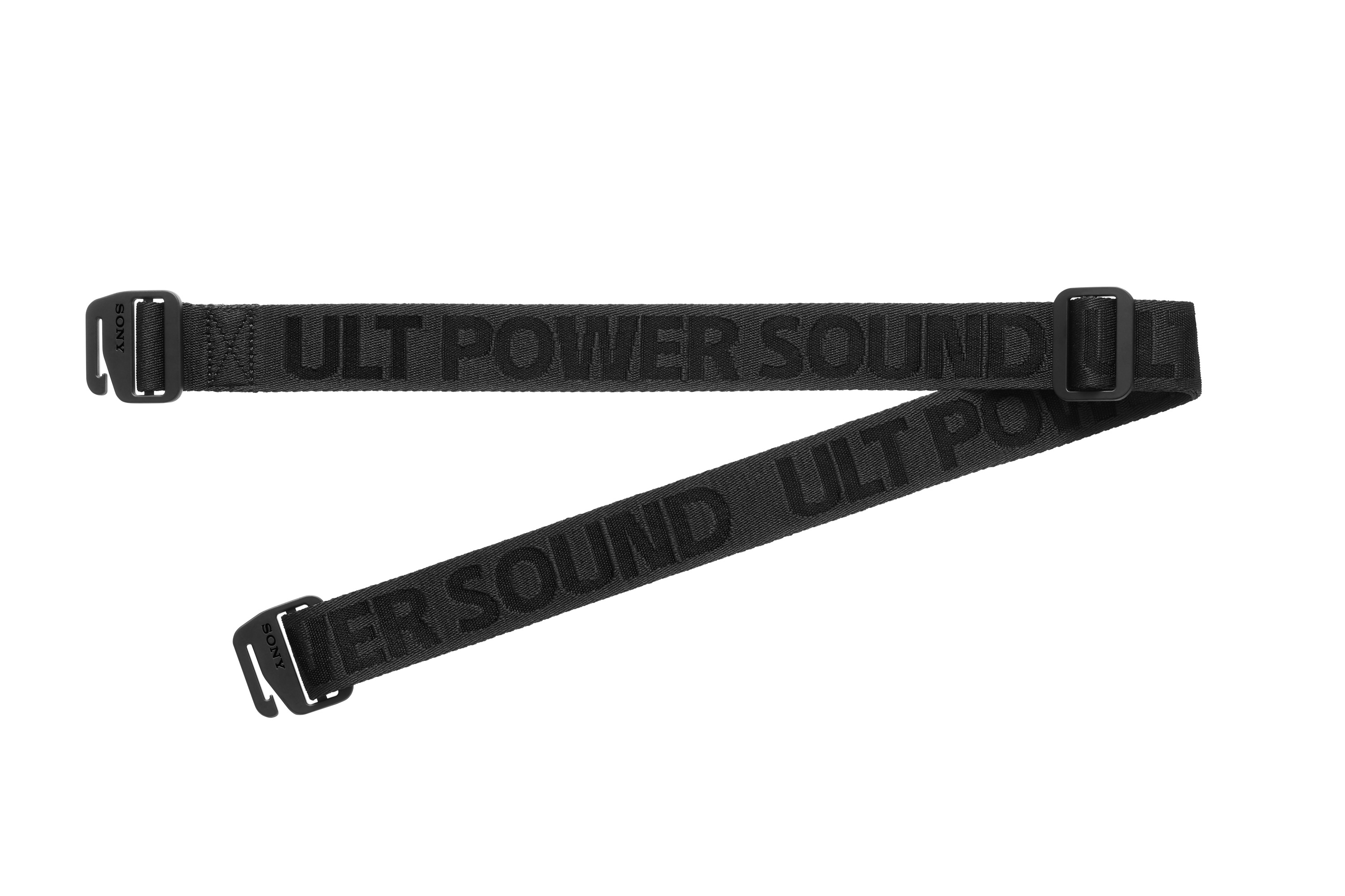 Schwarzer Gurt mit der Aufschrift "ULT POWER SOUND" und Sony-Logo.