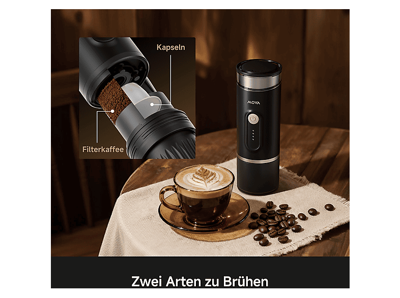 movA GoBrew T30, tragbar, mobil, Tragbare Espressomaschine Schwarz — Foto 5 von 5