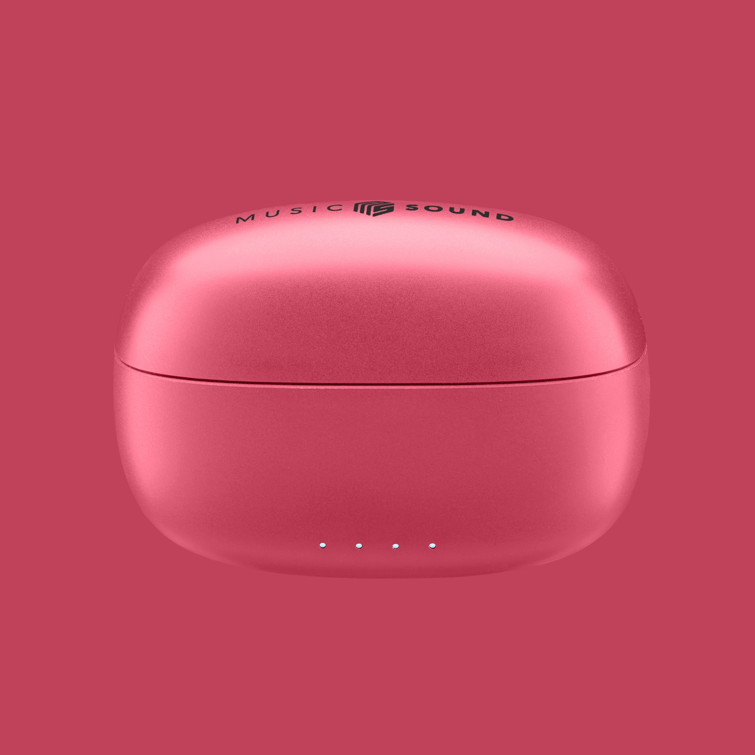 Custodia per auricolari rosa chiusa con testo MUSIC SOUND.