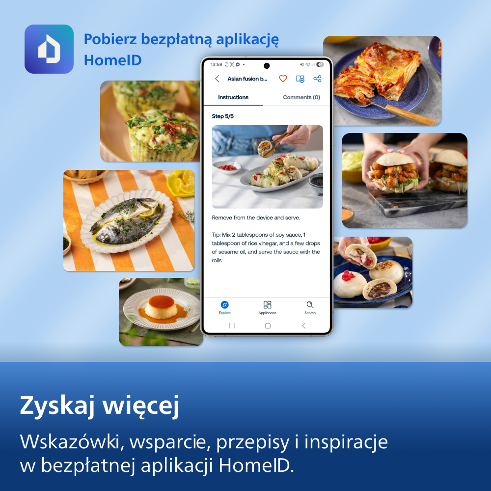 Ekran aplikacji pokazujący przepisy i dania.