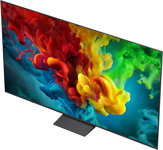 Egy modern televízió színes füst képernyővédővel.