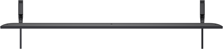 Sötétszürke soundbar két függőleges állvánnyal fehér háttéren.
