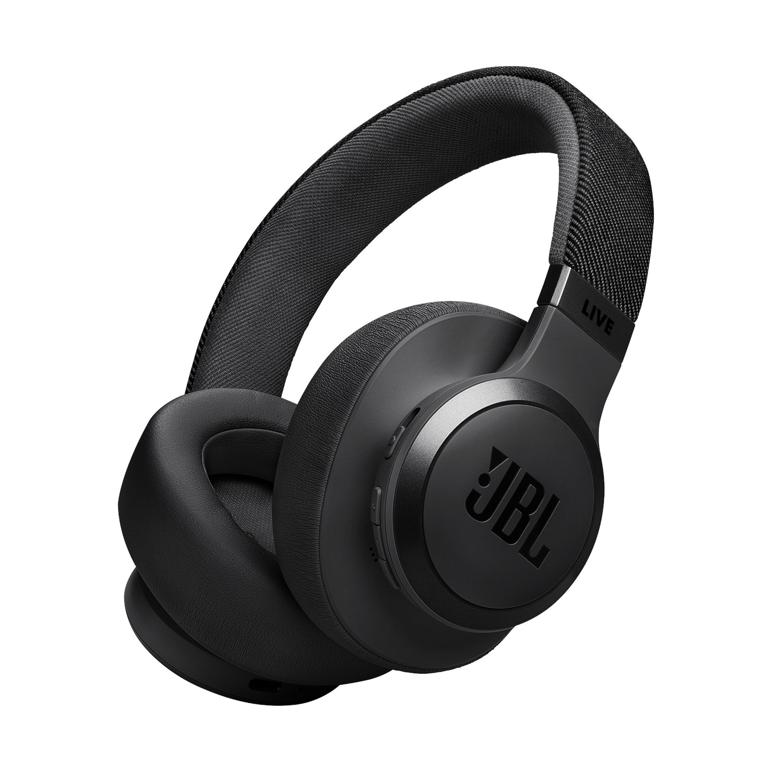 Cuffie JBL nere con archetto imbottito e padiglioni.