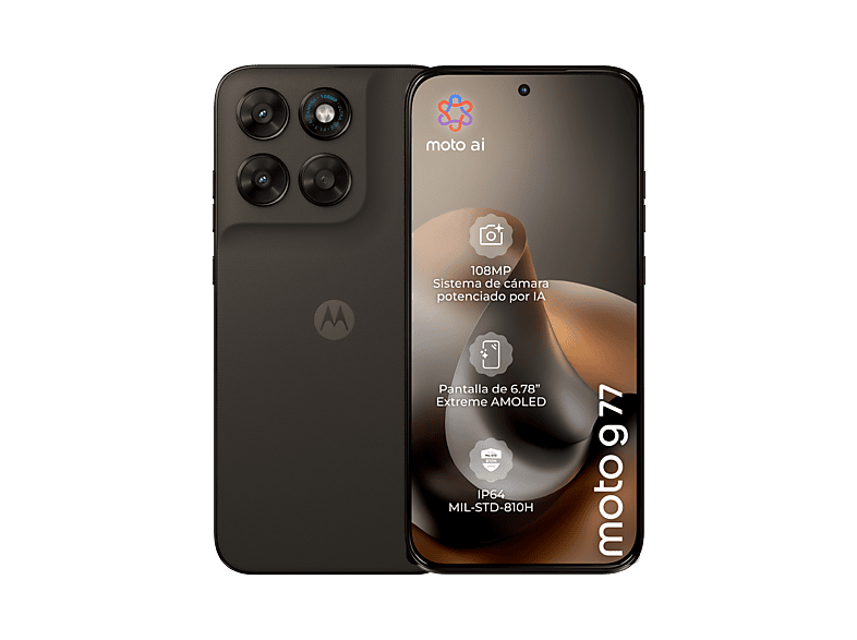 Móvil - motorola moto g77, Black Olive, 256 GB, 8 GB RAM, 6.78 " Extreme AMOLED, MediaTek Dimensity 6400 (6 nm), 5200 mAh