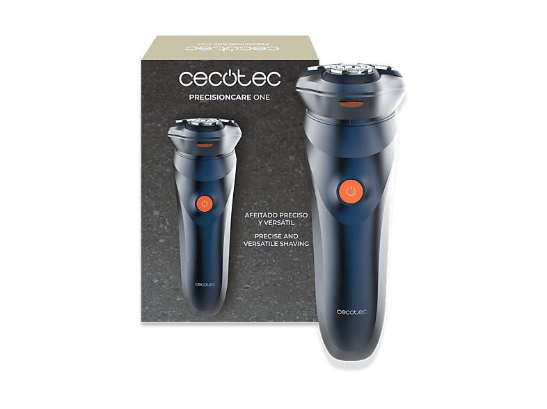 Afeitadora - Cecotec PrecisionCare One, Acero inoxidable, 75 min, IPX7, Cuchillas autoafilables, Doble anillo, Cabezal flotante, Bloqueo, Azul