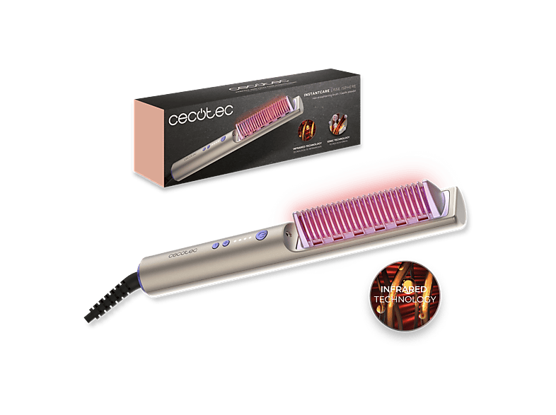 Cepillo alisador - Cecotec InstantCare Lisse iSphere, Infrarrojos, Iones, 140-200ºC, Memoria, Bloqueo, Calentamiento rápido, Autoapagado, Multicolor