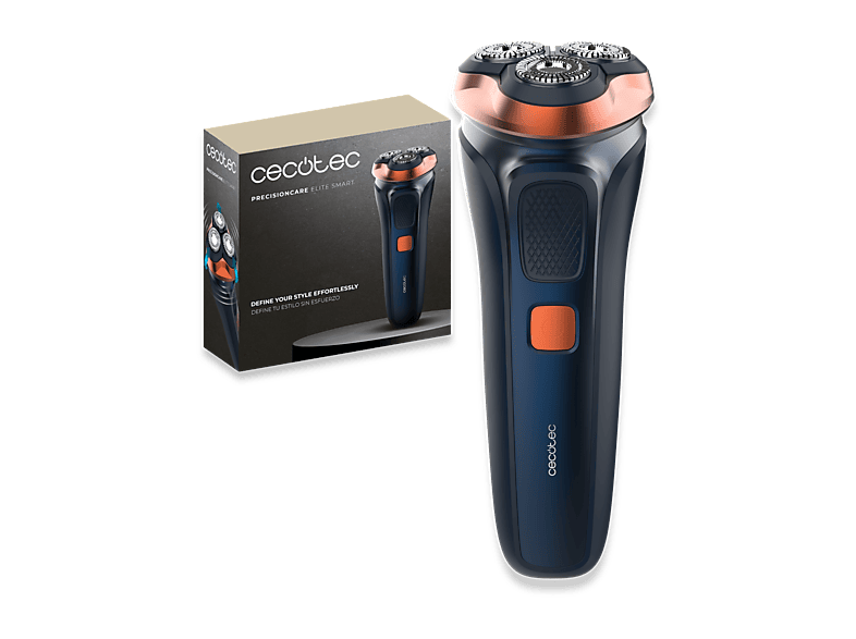 Afeitadora - Cecotec PrecisionCare Elite Smart, Cabezal 3D, 90 min, Pantalla LED, IPX6, Recortapatillas, desmontable, Carga USB, Azul