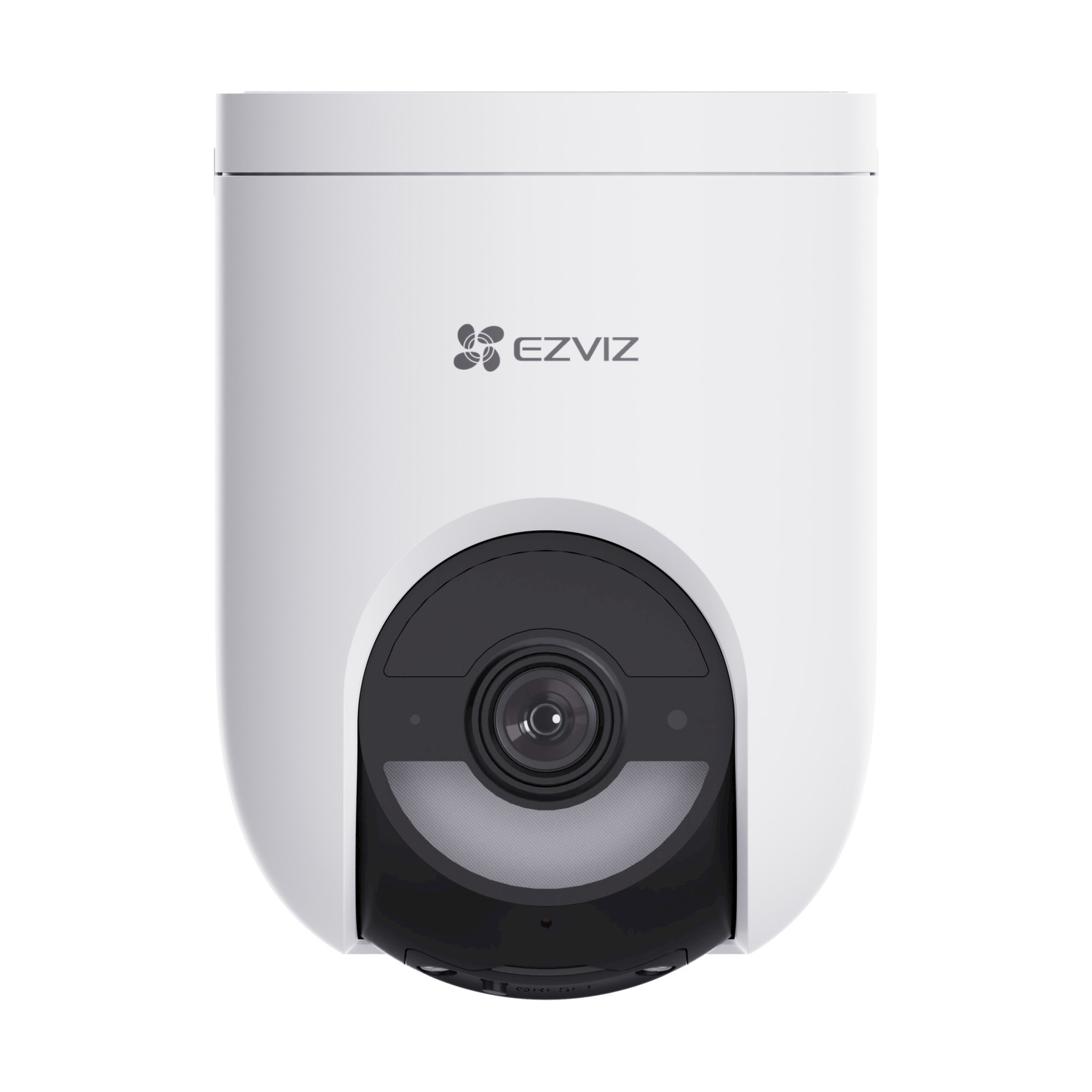 Una telecamera di sicurezza bianca con obiettivo nero e logo EZVIZ.