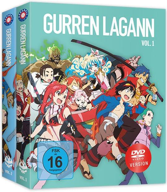 DVD-Box von Gurren Lagann, Band 1, mit Anime-Charakteren und FSK 16 Siegel.
