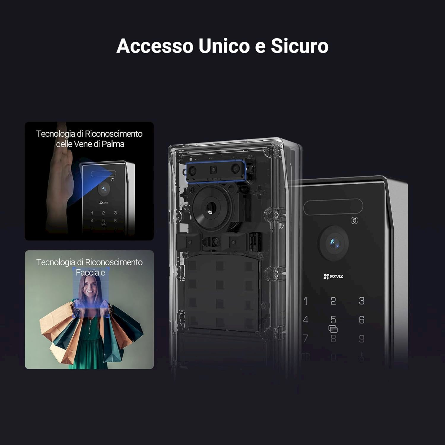 Videocitofono smart con riconoscimento facciale e palmare.