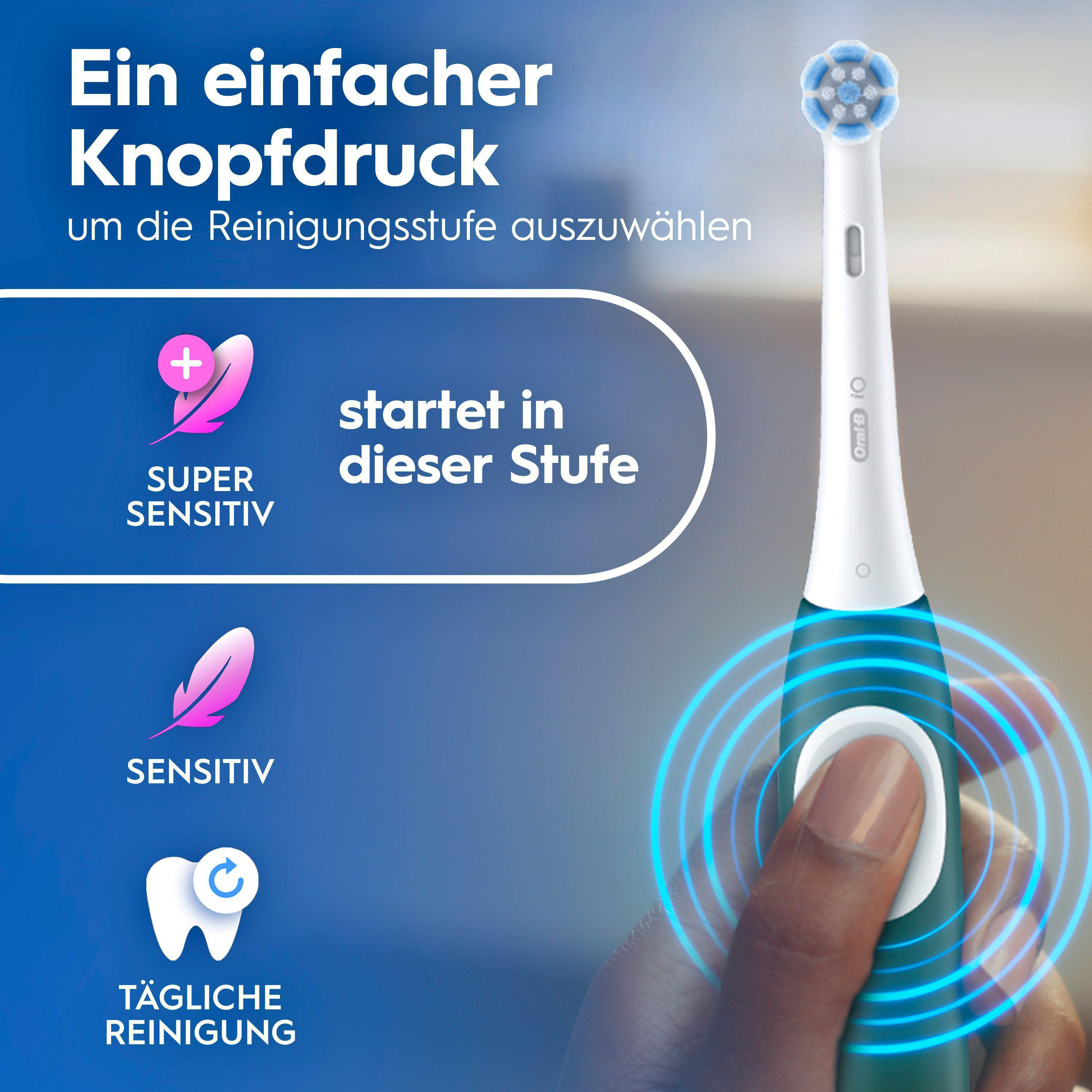 Elektrische Zahnbürste mit Modi: Super Sensitiv, Sensitiv, Tägliche Reinigung.